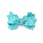 Blue (Light Turquoise) Double Ruffle Bow - 3 Inch